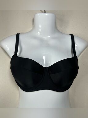 Aries Underwire Molded Cup Bikini Swim Top Black Size 32DD NWT